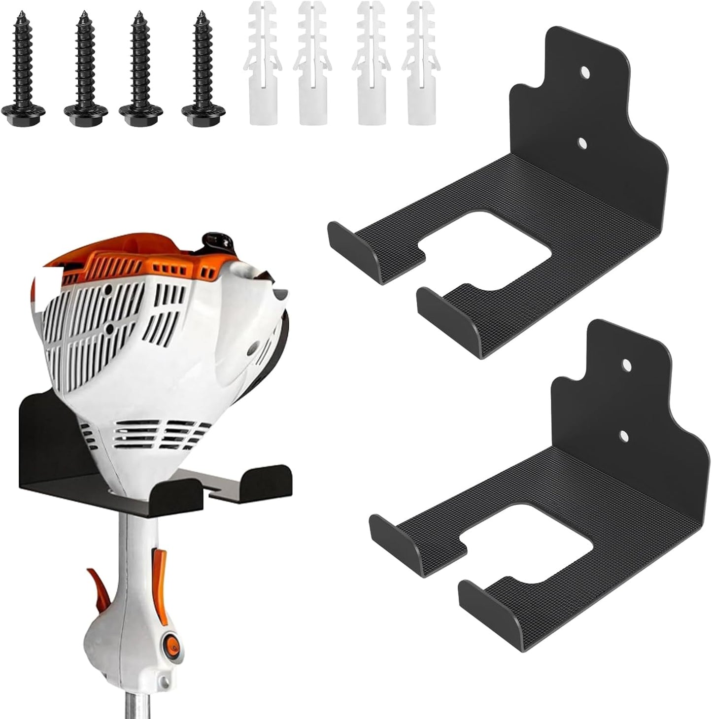 Weed Eater Rack Garage Wall Organizer, Weedeater Hanger Wall Mount For String Trimmer Hanger, Garden Tool Organizer Garage Weed Wacker Hanger - 2 Pack