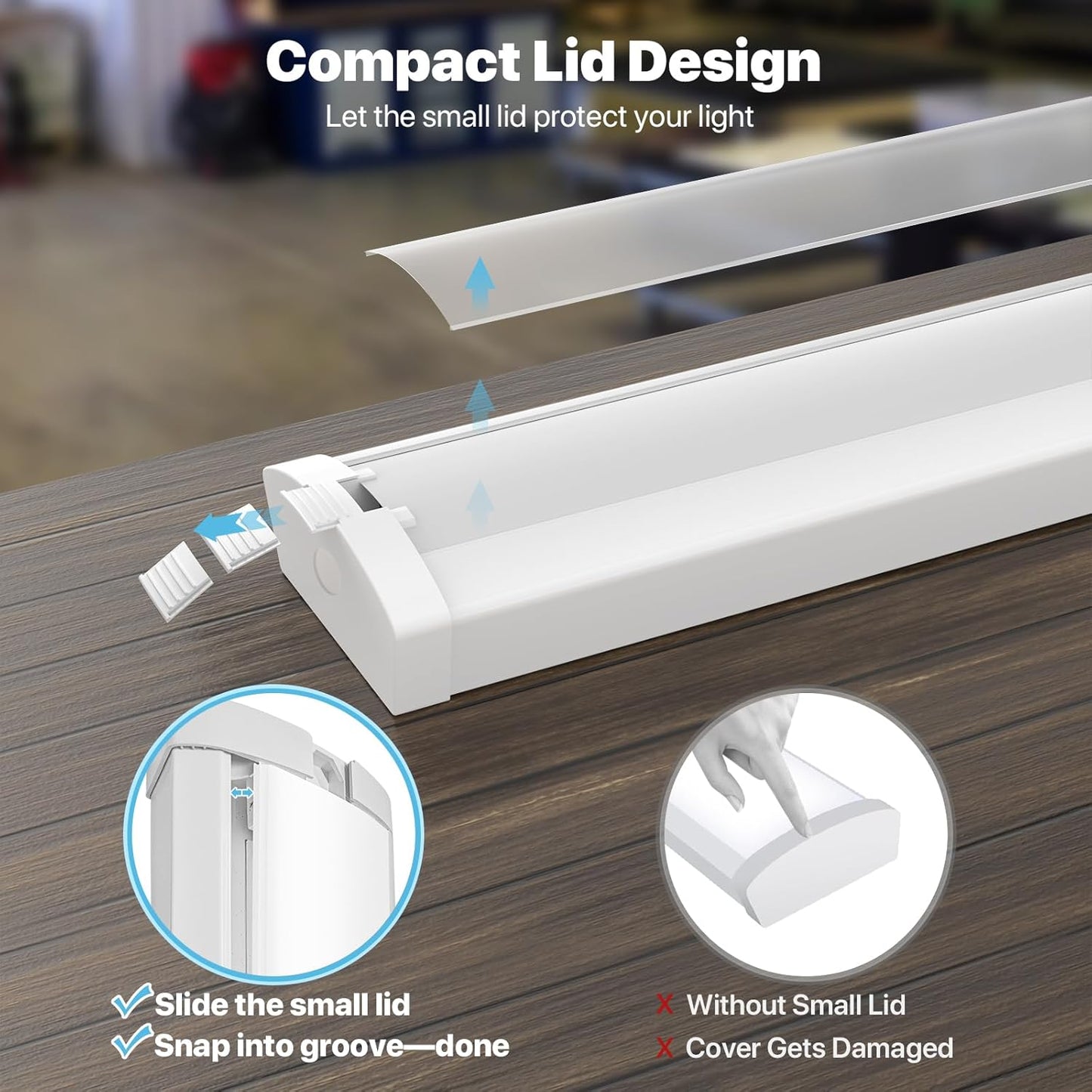 HYPERLITE 60W LED Wraparound Light 4 feet,6600LM LED Shop Lights Fixture with 3 Wattages for Garage,4000K Neutral White Wrap Light AC120V, 48inch Led Fixtures for for Garage, Office, Kitchen,6P