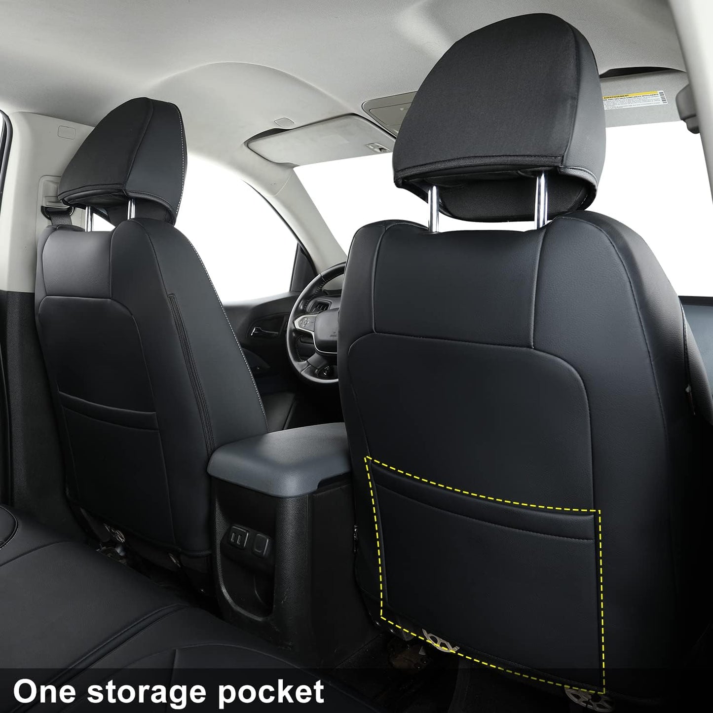 LUCKYMAN CLUB Chevy Colorado Seat Covers, fit for 2015-2022 Colorado Crew Cab Z71 LT ZR2 Work Truck with Faux Leather (Black)