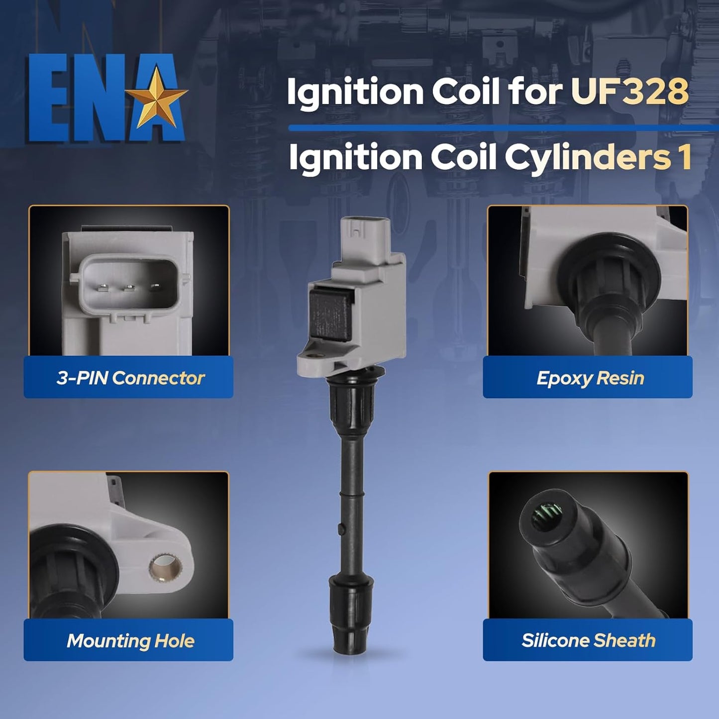 ENA Set of 6 Ignition Coil Pack 2000 2001 3.3 3.5 Compatible with Infiniti Nissan Pathfinder QX4 00 01 3.3L 3.5L V6 Coils Replacement for C1335 C1332 UF331 UF328 224484W000 224484W011