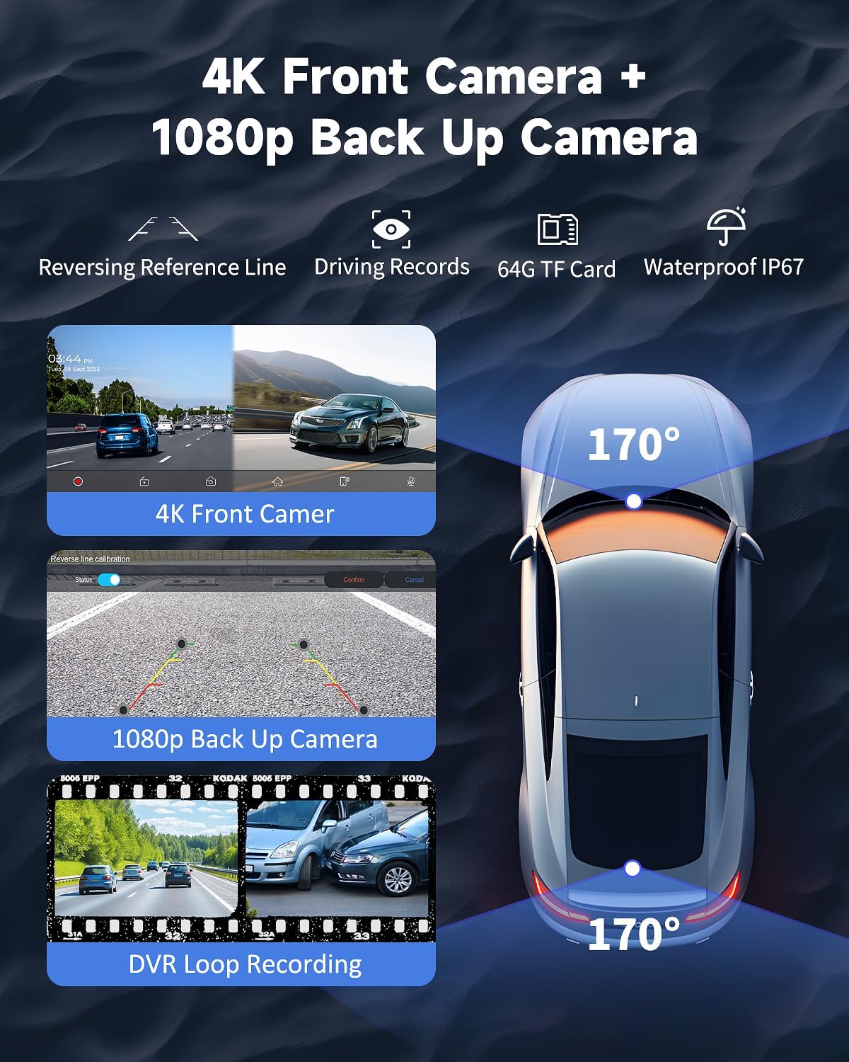 Wireless Carplay Screen for Car - 10.26 Inch Car Stereo Wireless Car Play & Android Auto Touch Screen, with 4K Dash Cam, Backup Camera, GPS Navigation, Voice Control,Bluetooth,Mirror Link,FM