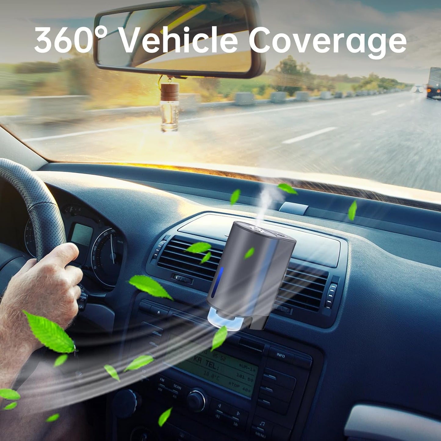 Auto-Aromatherapy Smart Car Air Freshener Diffuser with 3 Scent Options, Rechargeable Design, USB-Carger, and Easy to Install for Long-Lasting Freshness.(Grey)