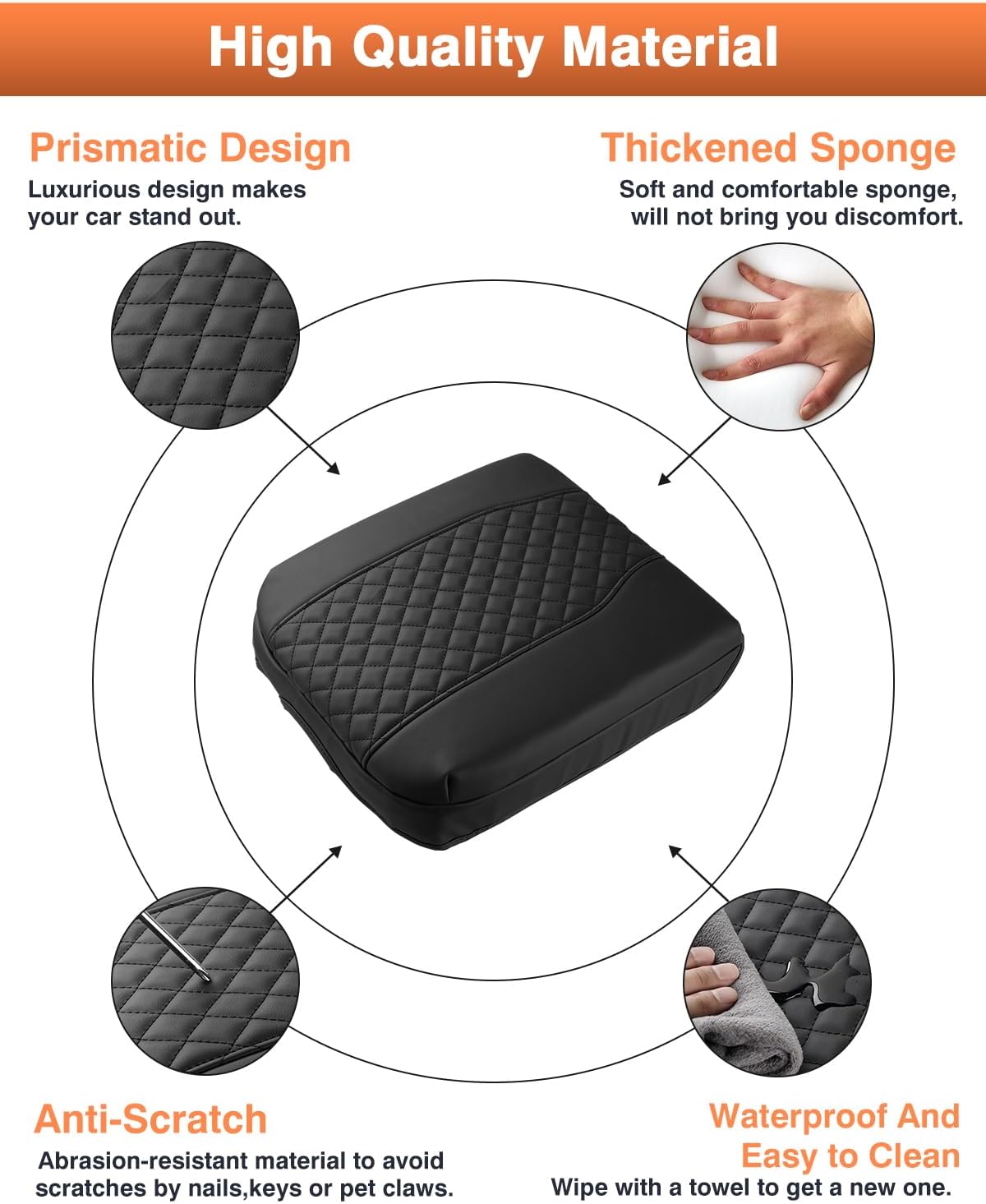 Shademax Center Console Cover for Chevy Silverado/GMC Sierra 1500 2019-2025 2026,Tahoe & Suburban & Yukon 2021-2025 Bucket Seat, Armrest Cover for Silverado Accessories Leather Cushion Pad Protector