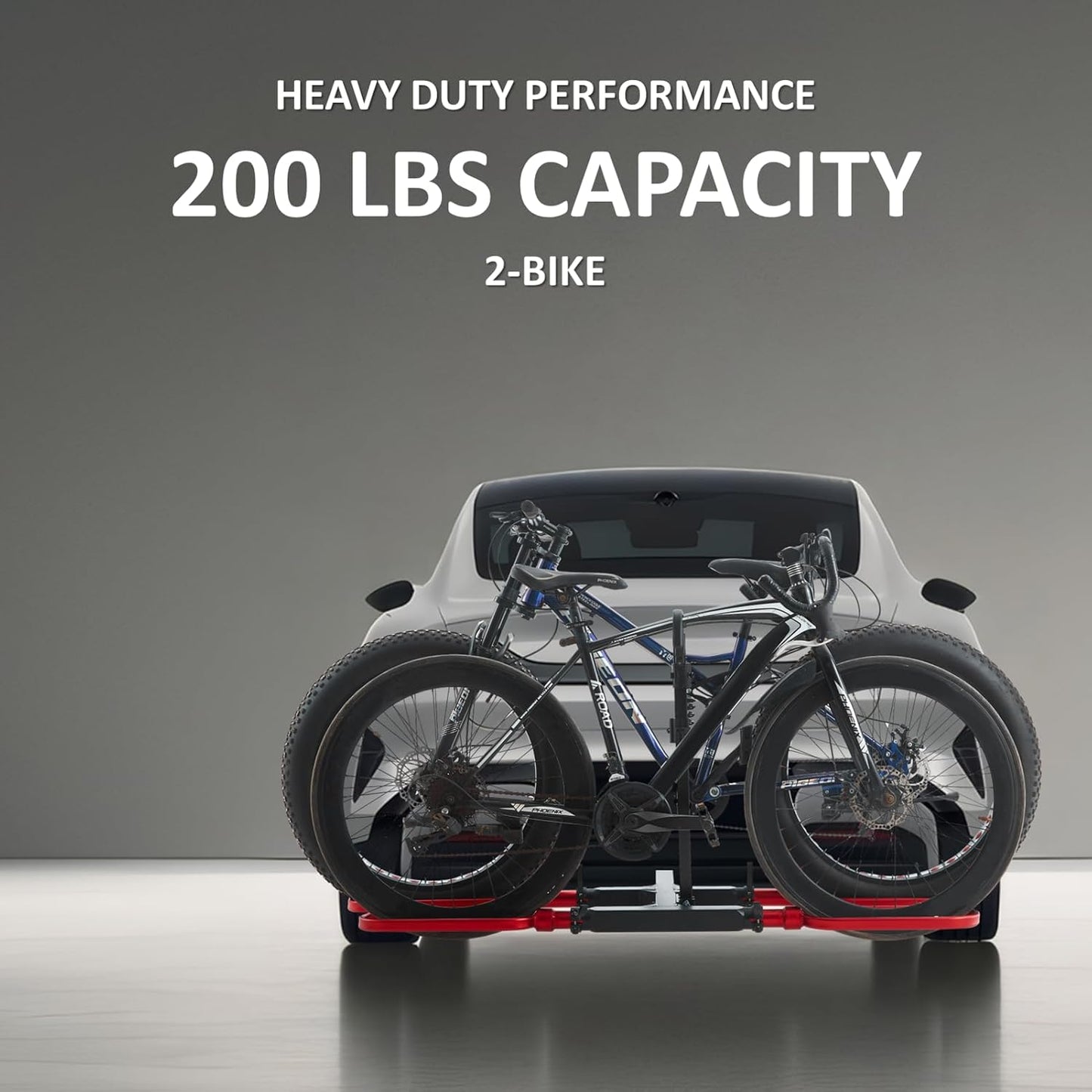 Trailer Hitch Bike Rack for Car 2 Bikes, E Bike Carrier Hitch Mount 2 Bike, Fat-Tire Ebike Rack for Tow Hitch, Fits 2" Inch Receiver for SUV Truck Rv Van (2 Bike - 200 Lbs Cap - Red)