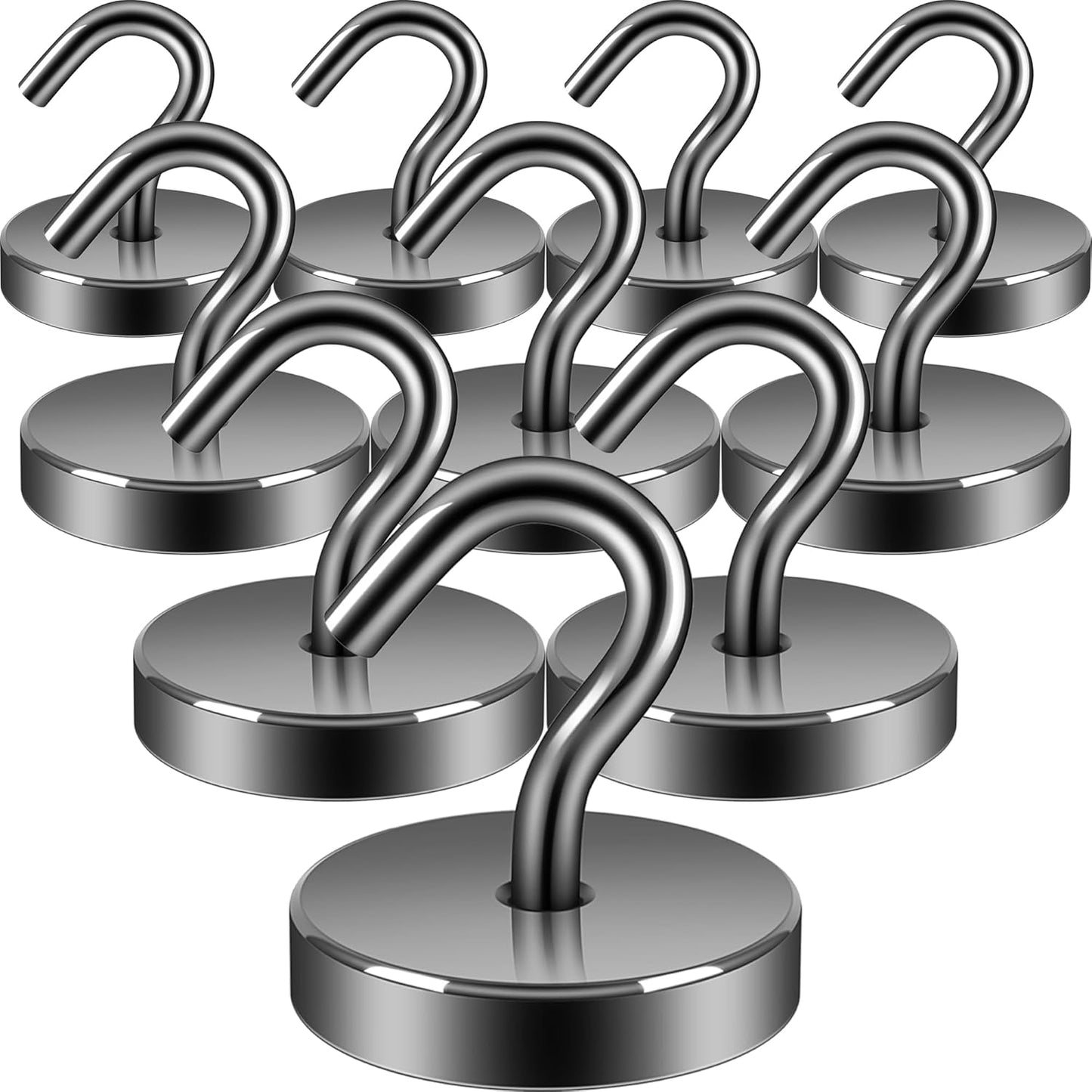 Neosmuk Magnetic Hooks, Cruise Ship Essentials, 120lb+ Heavy Duty Magnetic Hooks for Cruise Cabins, Refrigerator, Grill, Hanging, and Travel | Extra Strong Must-Haves Magnet Hook,Gunmetal,Pack of 10