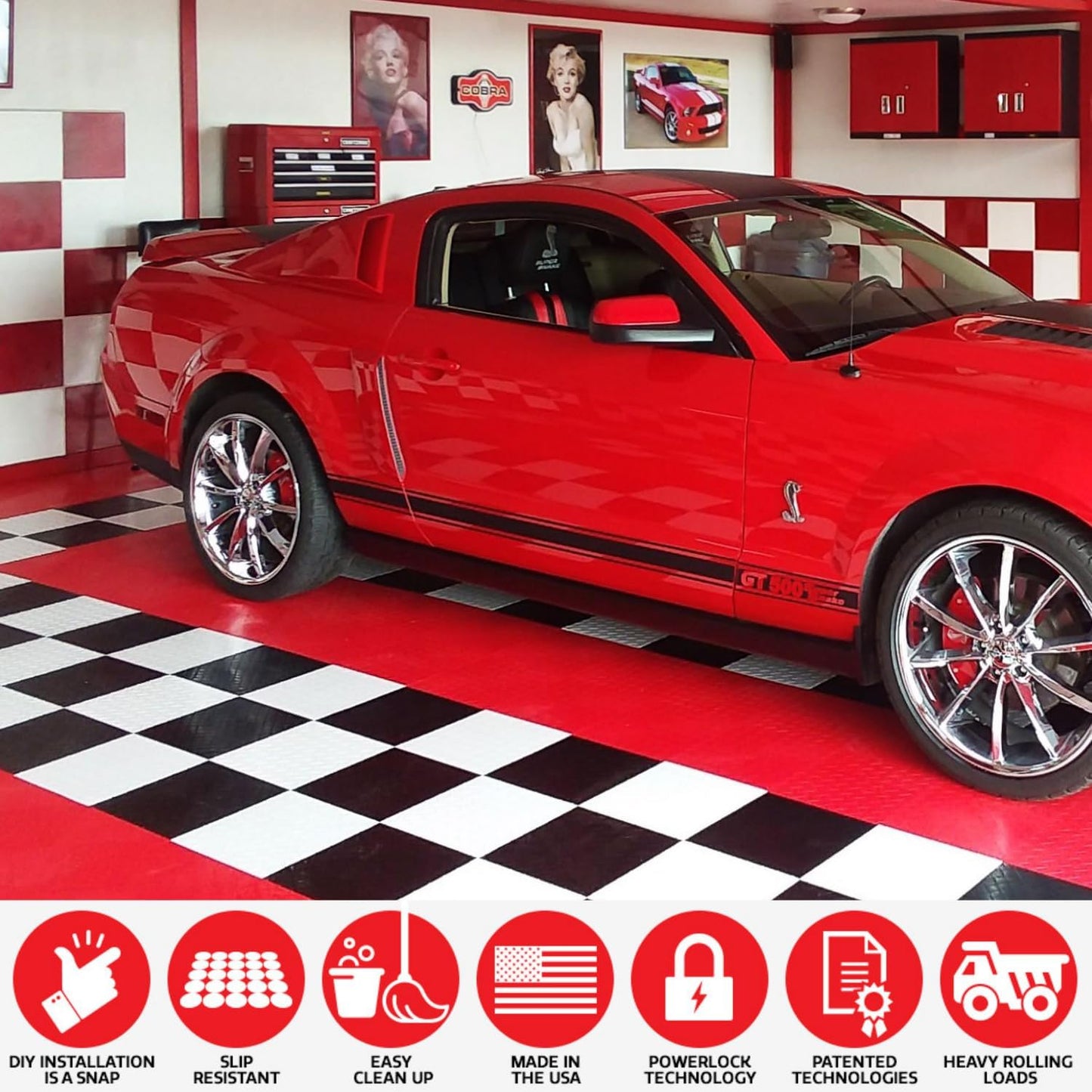 Big Floors RaceDeck CircleTrac, Interlocking Non-Slip Garage Flooring Tile, Durable, Modular, Heavy-Duty Copolymer, Easy Install (Yellow, 48 Pack of 12 x 12" Tiles)