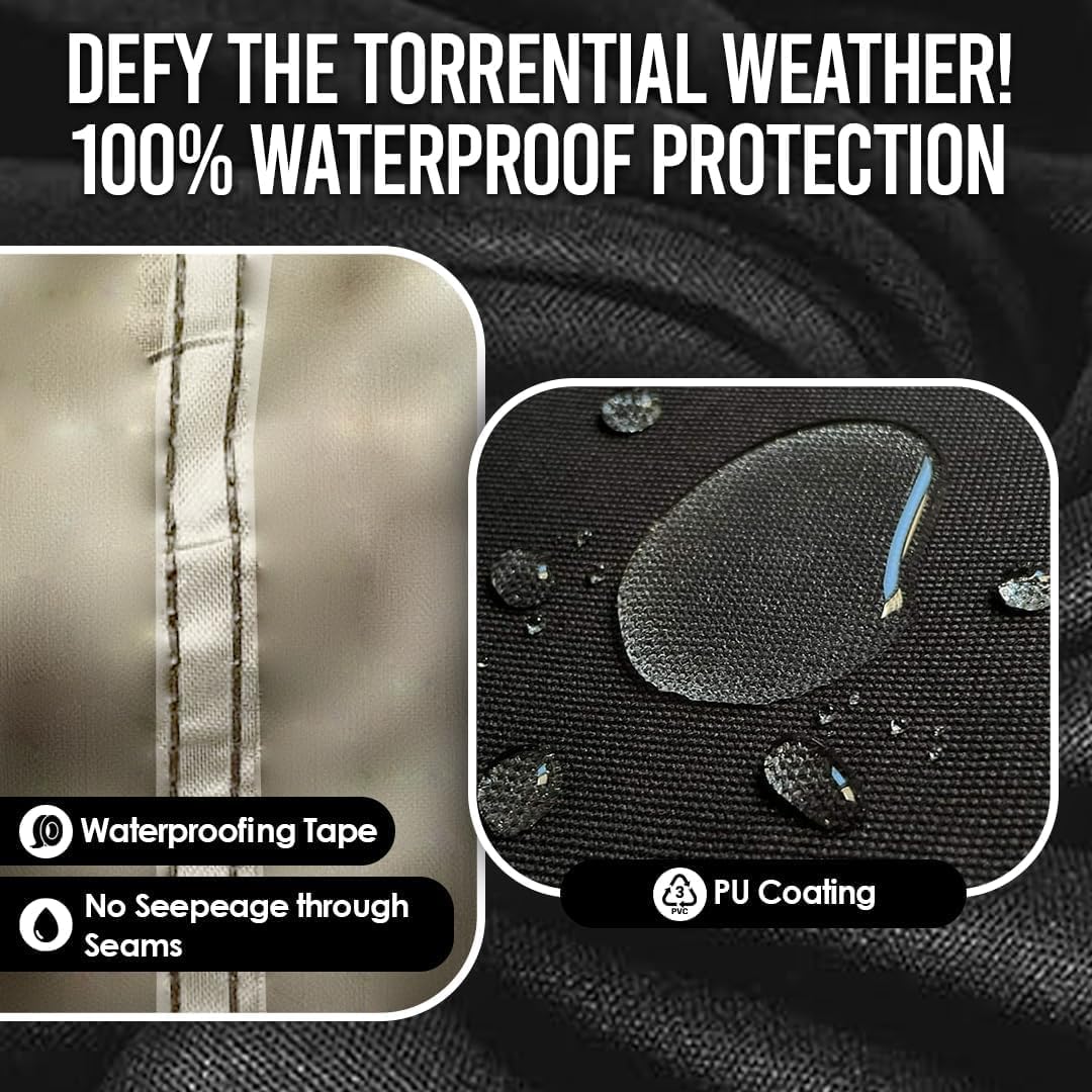 Your Ride! Heavy Duty Motorcycle Cover Waterproof Outdoor 210 Oxford Fabric with Heat Sealed Seams Ultra Waterproof Fits up to 96" All Weather Scooter Cover for Sport Bike with Carry Bag