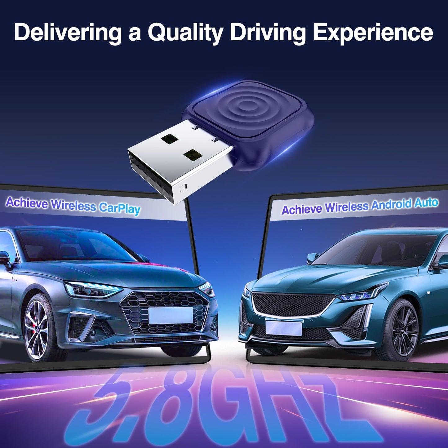 CarlinKit MiNi Ultra Wireless CarPlay & Android Auto Adapter - Plug & Play USB-A/USB-C Upgrade for Wired Cars | Retains OEM Mic, Sound Quality & Controls | OTA Updates