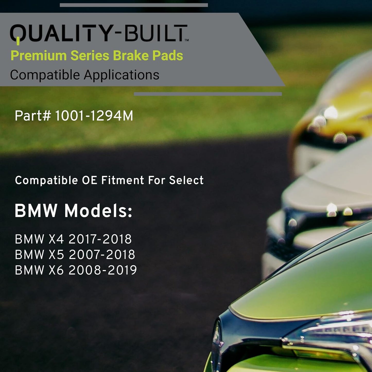 Premium Semi-Metallic Front Brake Pads (1001-1294M) Replacement for BMW X4 2018-2017, X5 2018-2007, X6 2019-2008
