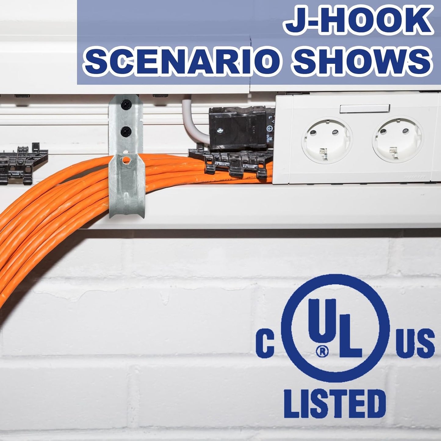 Gisafai 100 Cable Support J Hook, Cable Hooks for Hanging, Heavy Duty Metal Hooks for Wire Management, G60 Galvanized Steel (2 Inch)