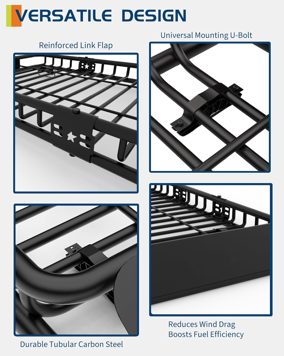 46" x 36" Universal Roof Rack Carrier Basket, 200 Lbs Capacity Car Cargo Rack with Extension Luggage Holder Basket Heavy Duty for SUVs, Trucks, Vehicles