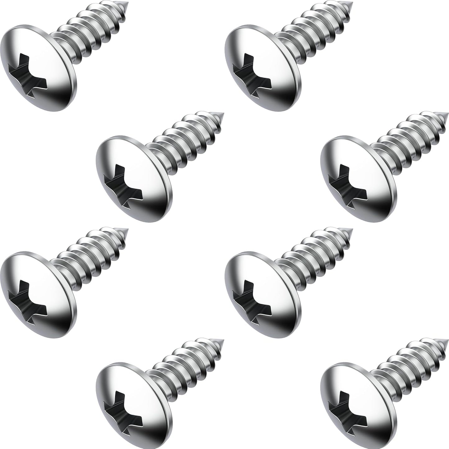 Stainless Steel License Plate Screws for License Plates, Frames, Covers - Durable & Rust Proof Licence Plate Screw Set for Front/Rear - Compatible with Ford Lincoln (Pack of 8)