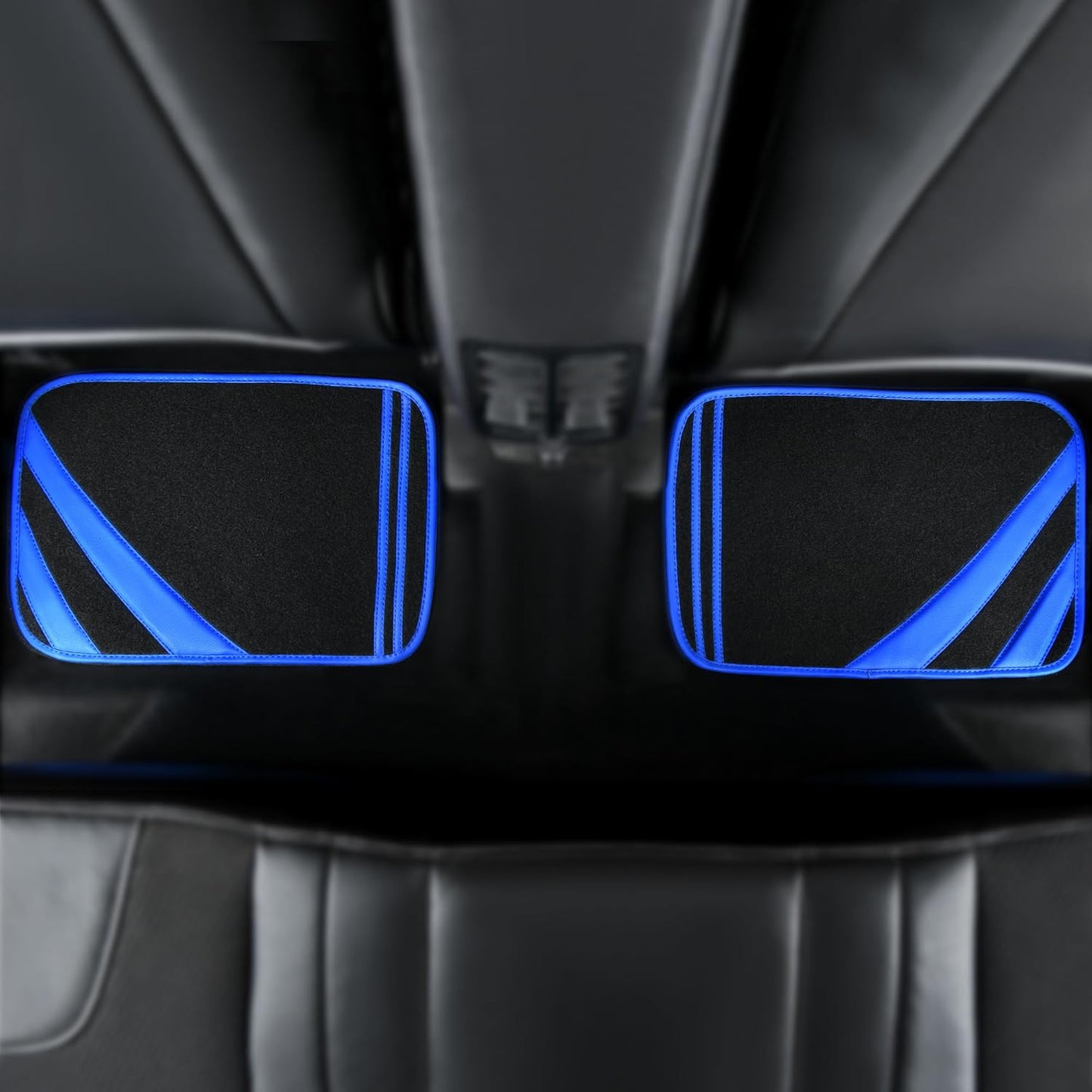 CAR PASS Faux Leather Car Mats Blue Edge Waterproof Car Floor Mats Car Carpet Mats 4 Pieces with Double Stitch Line Anti-Slip Backing Design, Universal Fit for Most Vehicles,SUVs,Sedan,Vans