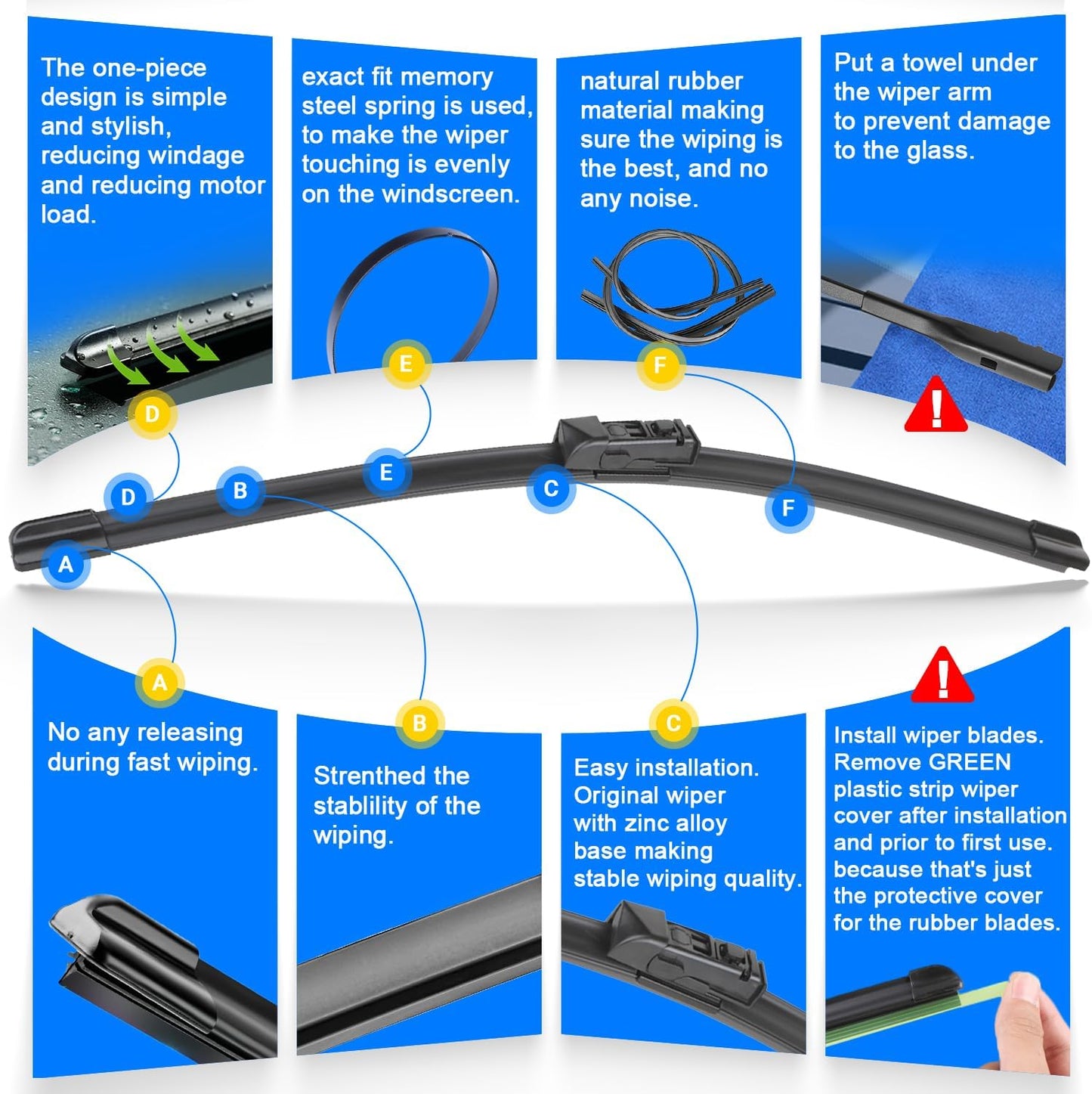 Windshield Wiper Blades Replacement for Subaru Forester 2019 2020 2021 2022 2023 2024 Original Factory Quality Front Rear Wipers Blade Set for My Car - 26" 17" 14" (Pack of 3)
