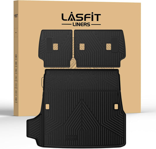 LASFIT Trunk Mat&Backrest Mat for Toyota 4Runner 2025(Only Fit 5 Seats), All Weather TPE Custom Fit Cargo Liner for 4Runner SR5/TRD/Limited 6th gen 4 Runner Cargo Mat, Black