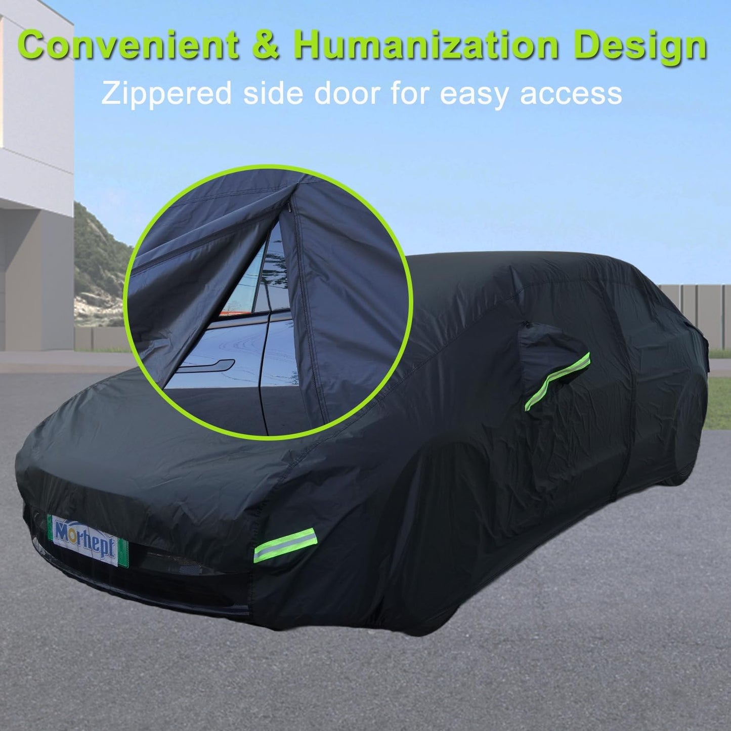 Car Cover for Tesla Model 3, Custom Fit Waterproof All Weather Full Exterior Cover Rain Snow UV Protection with Door Zipper Charging Port