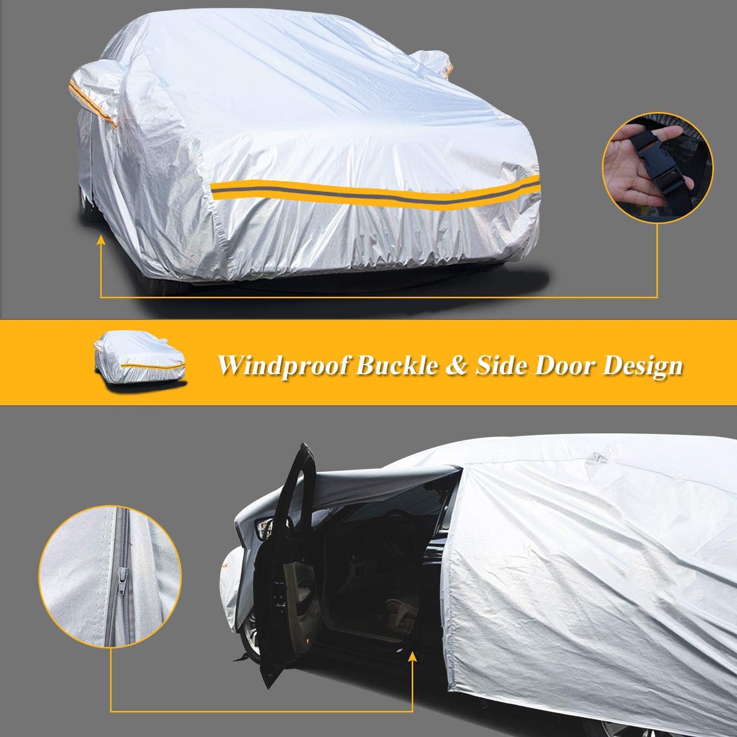 Autsop Car Cover Waterproof All Weather,12-Layer Car Covers for Automobiles Outdoor Heavy Duty Full Exterior Covers for Hatchback(Up to 177 inch)