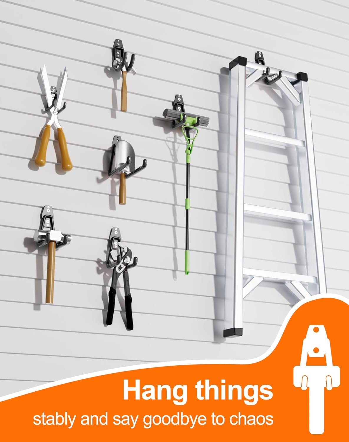 QcoQce 17 Pack Heavy Duty Garage Hooks with Extension Cord Straps, Wall Mount Hooks, Garage Organization and Tool Hangers for Bike, Ladder, Ropes and Garden Tools