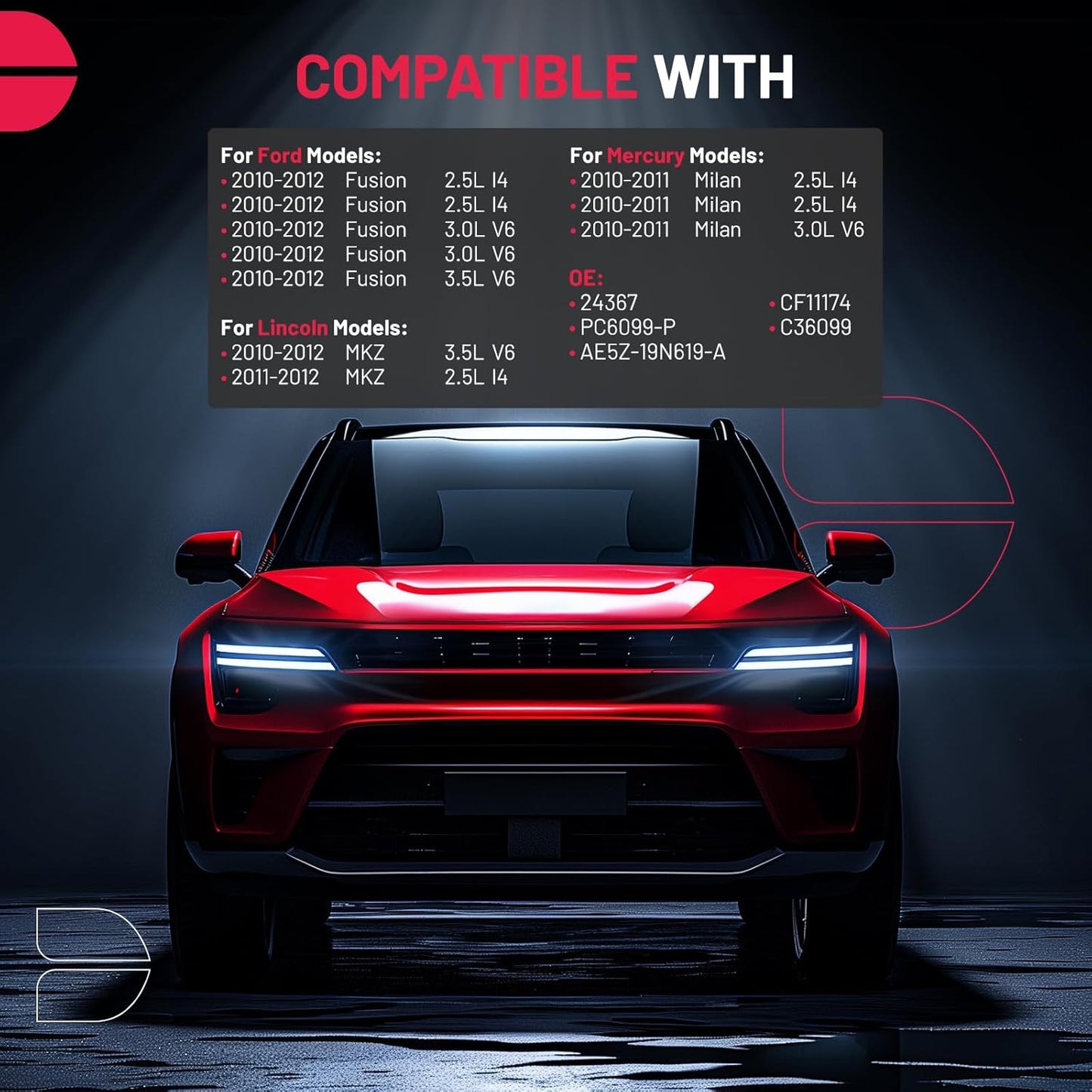 BDFHYK Cabin Air Filter with Activated Carbon Compatible with Ford Fusion 2010-2012, Compatible with Lincoln MKZ 2010-2012, Replace# CF11174, AE5Z19N619A