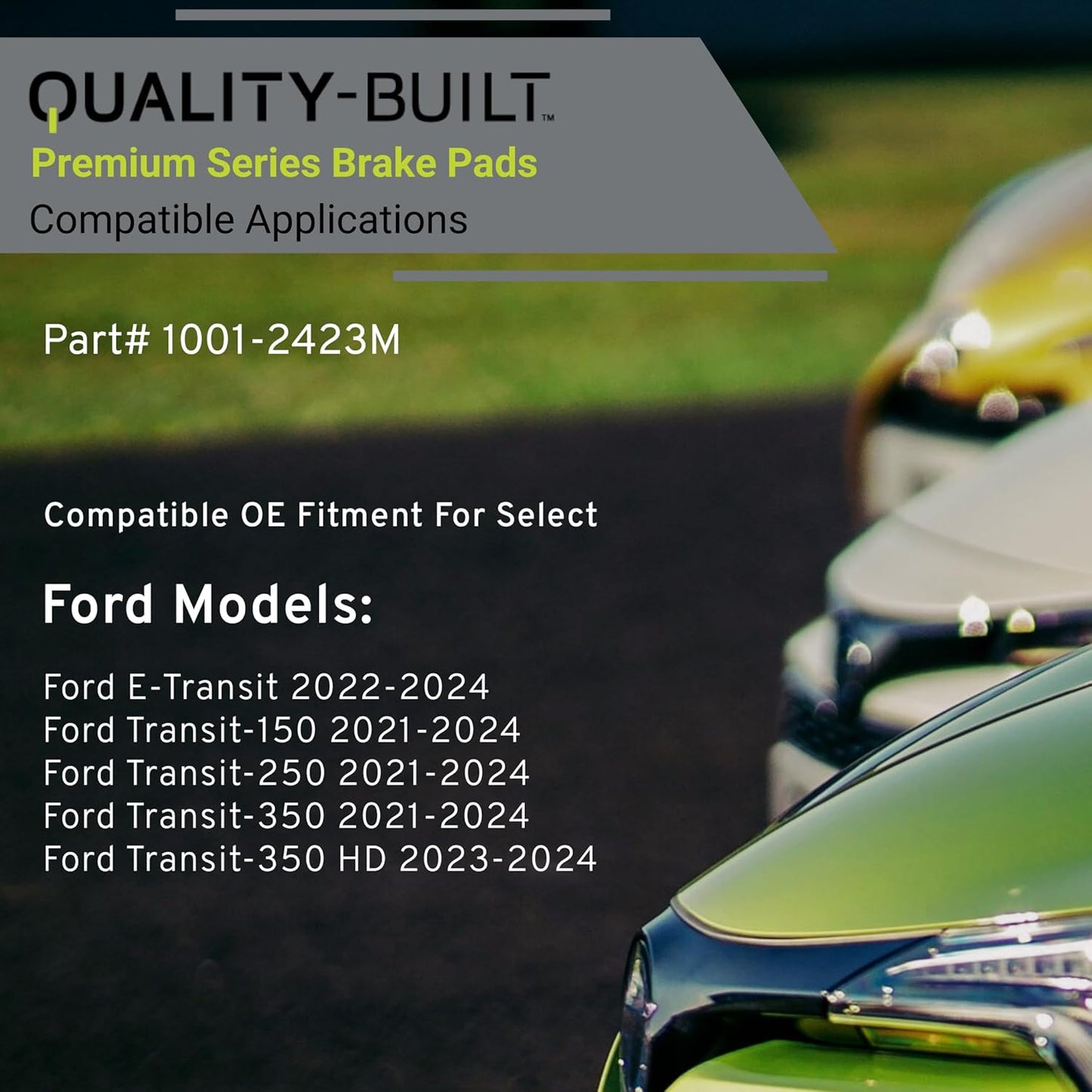 Premium Semi-Metallic Front Brake Pads (1001-2423M) Compatible with Ford E-Transit 2025-2022, Transit-150 2025-2021, Transit-250 2025-2021, Transit-350 2025-2021 & More