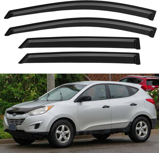 Window Visors Rain Guards for 2010 2011 2012 2013 2014 2015 Hyundai Tucson, Out-Channel Window Vent Wind Deflectors Visors Shades for 10-15 Tucson