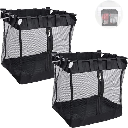 2Pcs Large Slatwall Baskets Mesh Slatwall Baskets with Zipper Mounted Storage Baskets Hanging Slatwall Accessories for Shops Rooms Storage Display Organizing(16 * 12 * 16inch)