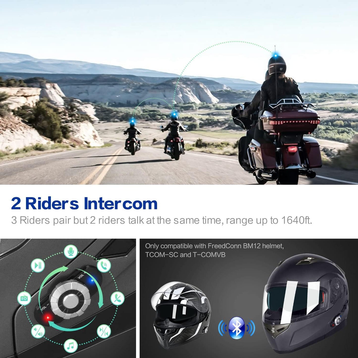 FreedConn BM2-S Bluetooth Motorcycle Helmet, Flip-Up Modular Motorbike Helmet, 500M Connectivity for 2-3 Riders, Voice Dial, Hands-Free Call, MP3, FM, DOT Certified ( Medium, Gray)