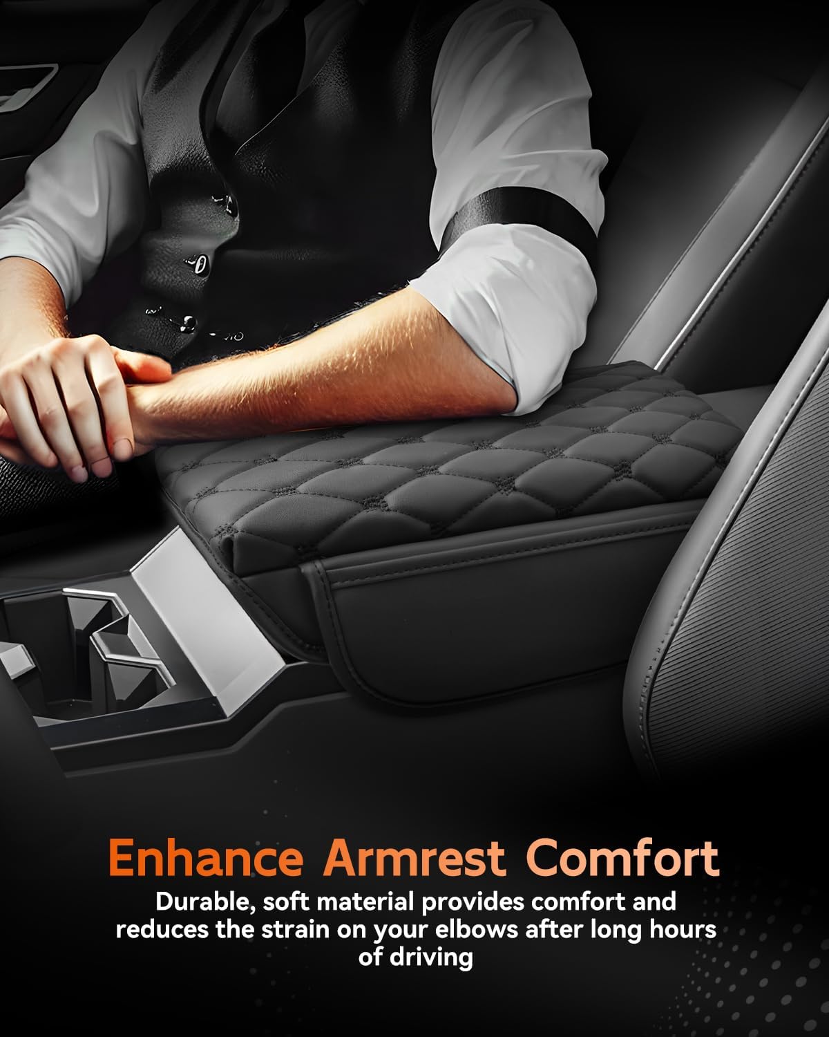 CDEFG for 2024 2025 Cybertruck Center Console Cover Armrest Cover for Tesla Cybertruck Accessories Arm Rest Protector with Side Pockets Back Mesh 4 Velcro Pockets