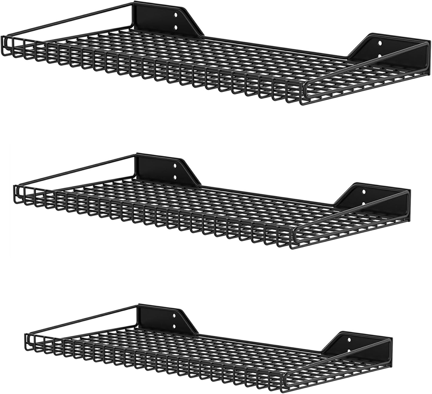 TORACK Wall-Mounted Storage Shelves, Mixed-Size Garage Shelving for Closet & Laundry Room, Heavy-Duty Wall Shelf Holds Up to 65 lbs(Black)