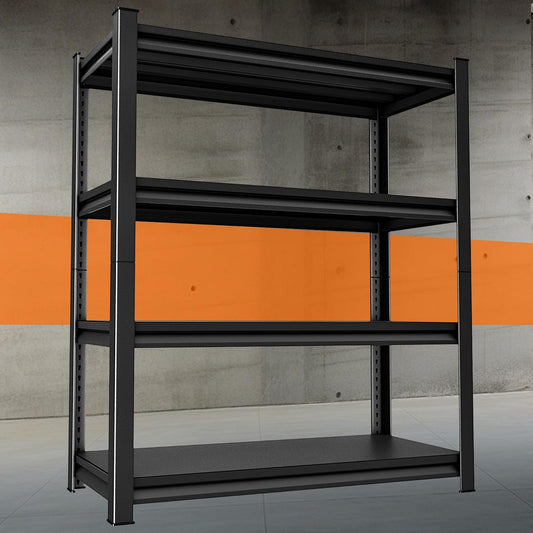 Garage Storage Shelves Heavy Duty, 48”W Garage Shelving and Storage Rack, 2200LBS Loads Shelving Units, Adjustable 4-Tier Metal Shelves for Garage, Warehouses, 48”W×16”D×63”H,Black