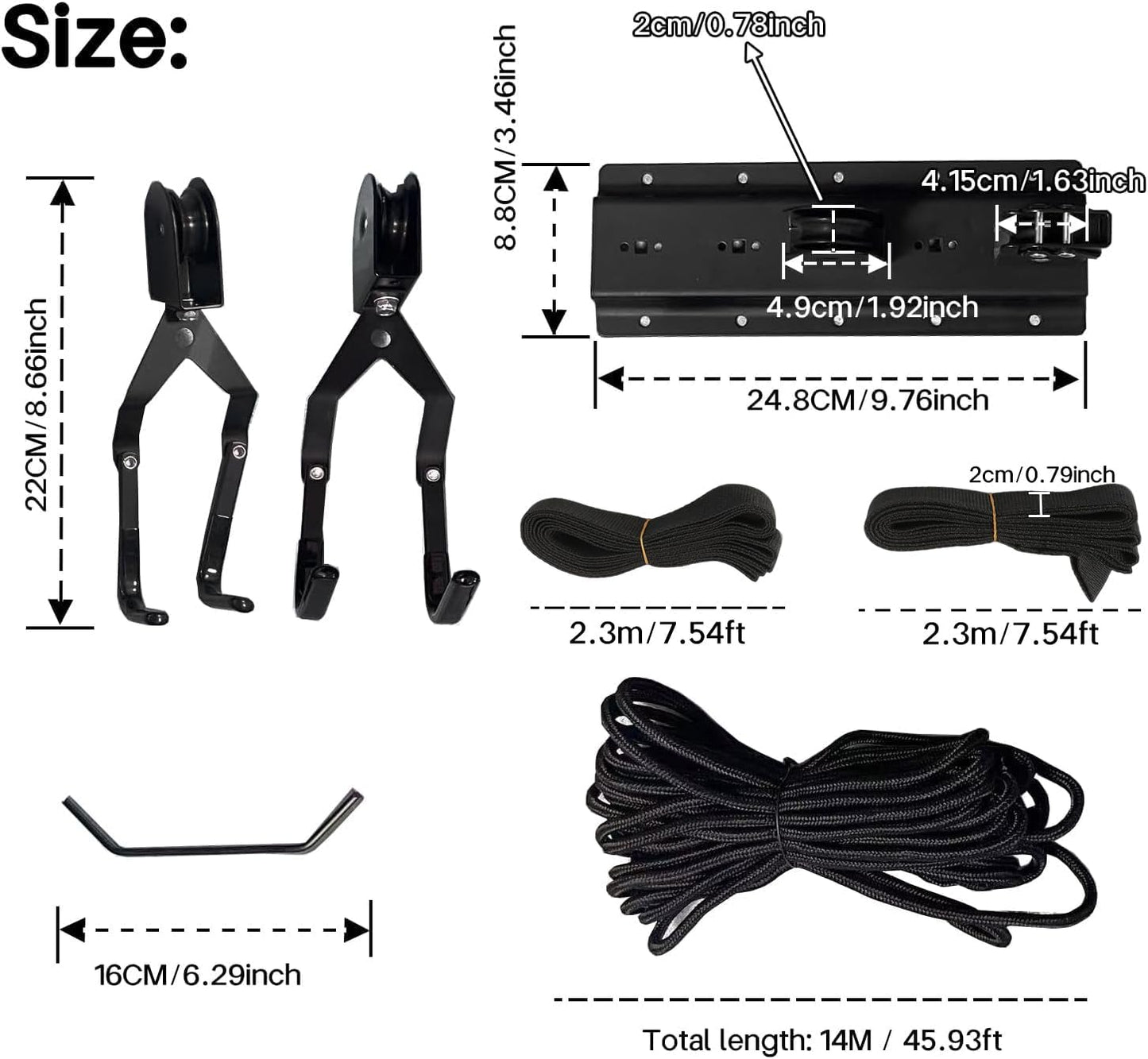 Cargo Box Ceiling Hoist – Garage Pulley Lift System for Rooftop Cargo Carrier Fits Garage or Shed with 100lb Capacity for Bicycles or Ladders or Roof Luggage Box or Roof Luggage Frame