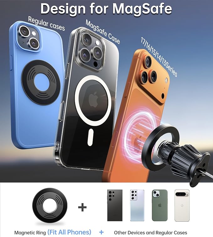 Kaistyle for Magsafe Car Mount【20 Strong Magnets】Magnetic Phone Holder for Car Vent Phone Mount Dash Mounted Holders Air Vent Phone Holder for Car Accessories for Women Men for iPhone 17 Pro Max 16 15