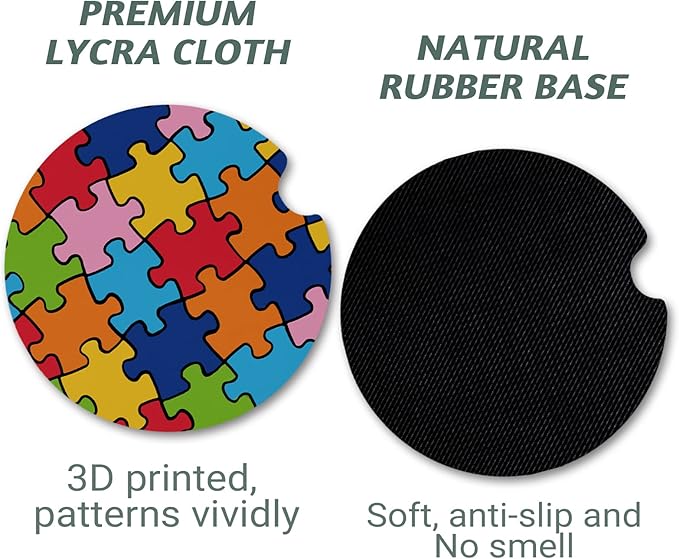 Car Coasters for Cup Holders，2.75" Anti Slip Rubber Mat with A Finger Notch, 2 Pack Car Cup Holder Coasters for Car Interior Accessories for Women Men Autism