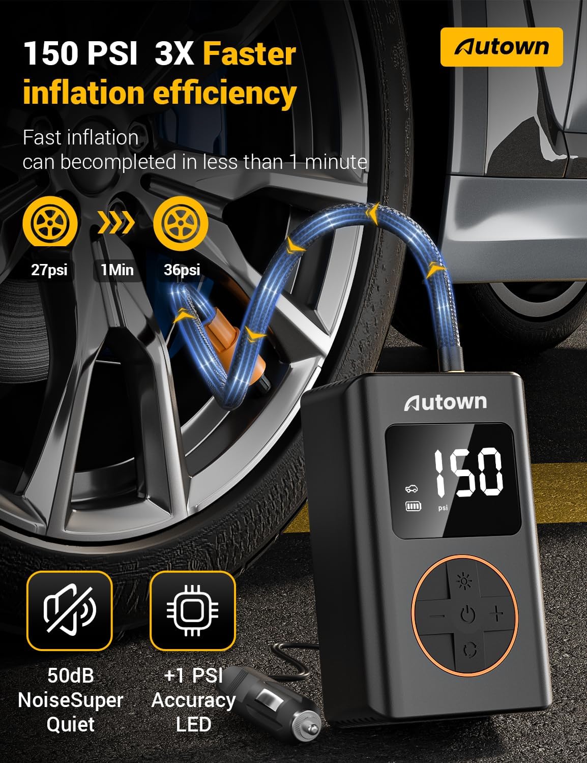 Flat Tire Repair Kit with Air Compressor 54 Pieces for Car, Motorcycle, ATV, Jeep, Truck, Tractor Flat Tire Repair (54PCS)