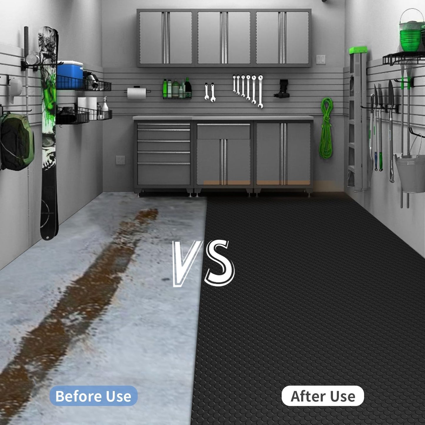 Premium Garage Floor Mat, Commercial Grade Heavy Duty Parking Mat for Garage Floor, Golf Cart Parking, Water/Stain Resistant Floor Runner (Black Coin, 4 x 6.5 Feet)