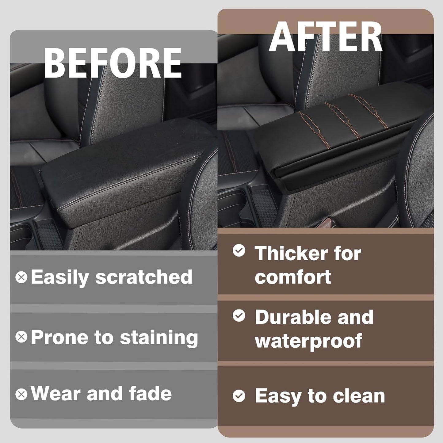 Muslogy Center Console Cover Extra Thick Armrest Pad Compatible with Honda CR-V 2023+ & CRV Hybrid Accessories Arm Rest Cushion Padding Anti-Scratch Middle Console Pad Leather Armrest Lid Protector