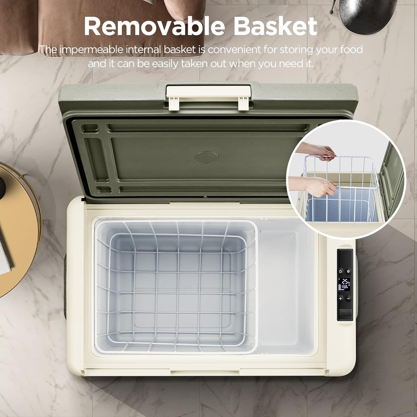 AAOBOSI 12 Volt Car Refrigerator 32 Quart (30L) RV Portable Refrigerator Freezer Car Fridge Cooler -4℉-68℉ Electric Compressor Cooler 12/24V DC 100-240V AC Travel