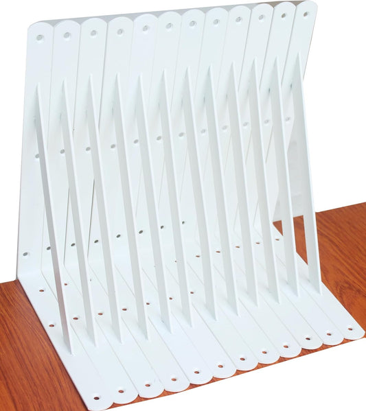 12 Pack L14 x H 10" White Heavy Duty Shelf Brackets with Screws Metal Shelf Brackets Shelf Support Angle Brackets for Shelves L Brackets Heavy Duty Floating Shelf