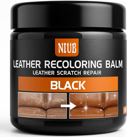 Leather Recoloring Balm Leather Color Restorer Scratch Repair Leather Paint for Furniture Couches Car Seats Shoes Bags Leather Dye and Restorer Restores Faded and Scratched Leather-Black