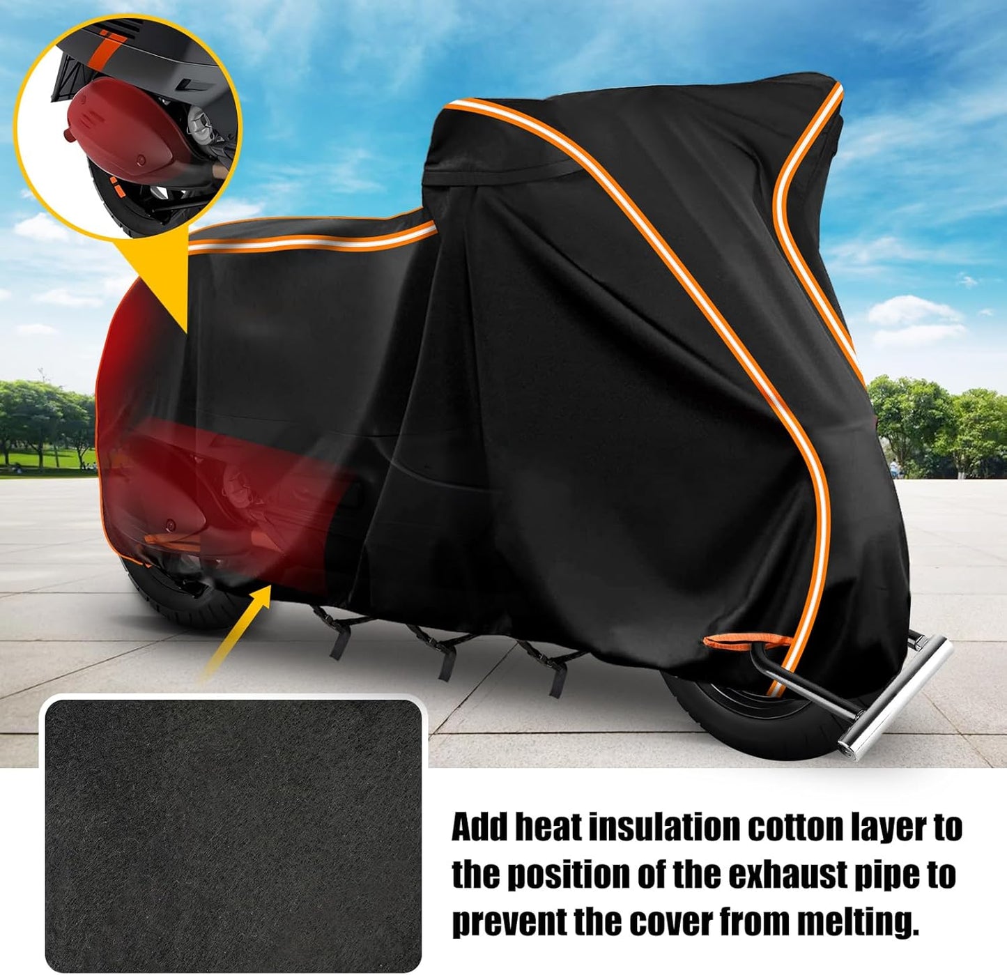 420D Waterproof Motorcycle Cover for Vespa GTV, Vespa GTS (300cc HPE,Super 300cc HPE,Super Sport 300cc HPE,Super TECH 300cc HPE), Outdoor Bike Cover Windproof Heavy Duty Waterproof Protection