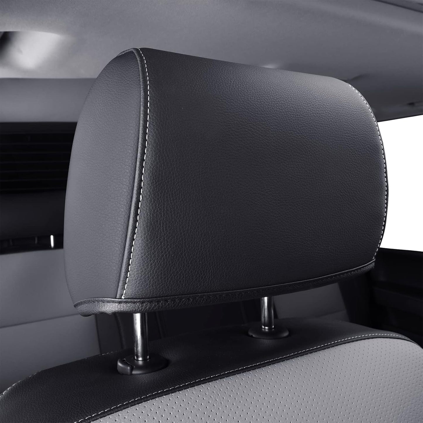 LUCKYMAN CLUB Custom Fit Seat Covers for 2014-2018 Chevy Silverado Sierra 1500 Crew Cab, 2015-2019 Silverado Sierra 2500 3500 Crew Cab (Black&Gray)