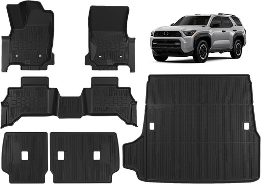 TripleAliners Floor Mats & Trunk Mat & Rear Seatback Cover All Weather TPE Liners Fit for Toyota 2025 4Runner Accessories Custom Fit TPE Heavy-Duty (Only for 5 Seats) - Not for Hybrid Model