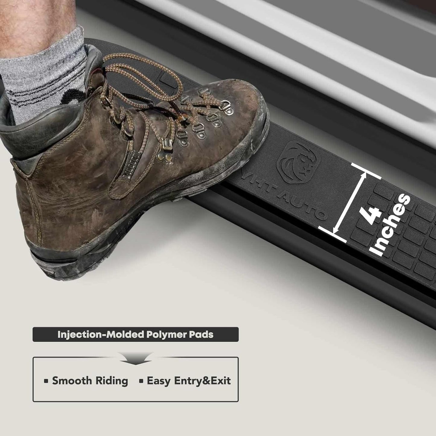 YHTAUTO 4 Inch Running Boards Side Step Bars Fit Chevy & GMC Models - Silverado, Sierra 1500/2500 HD/3500 HD 1999-2018 - Standard/Regular Cab, 90-Degree Bent End Steel Black Powder Cab Side Step Rails