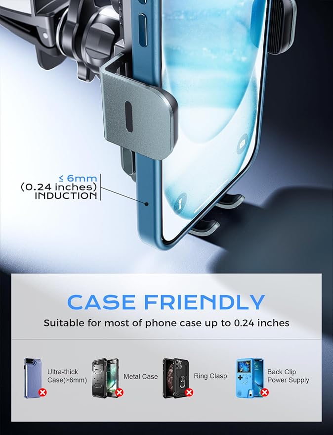 CHGeek Wireless Car Charger, 15W Fast Charging Auto Clamping Car Charger Phone Mount Phone Holder fit for iPhone 15 14 13 12 11 Pro Max Xs, Samsung Galaxy S25 Ultra S24 S23 S22, S21, S20, Green