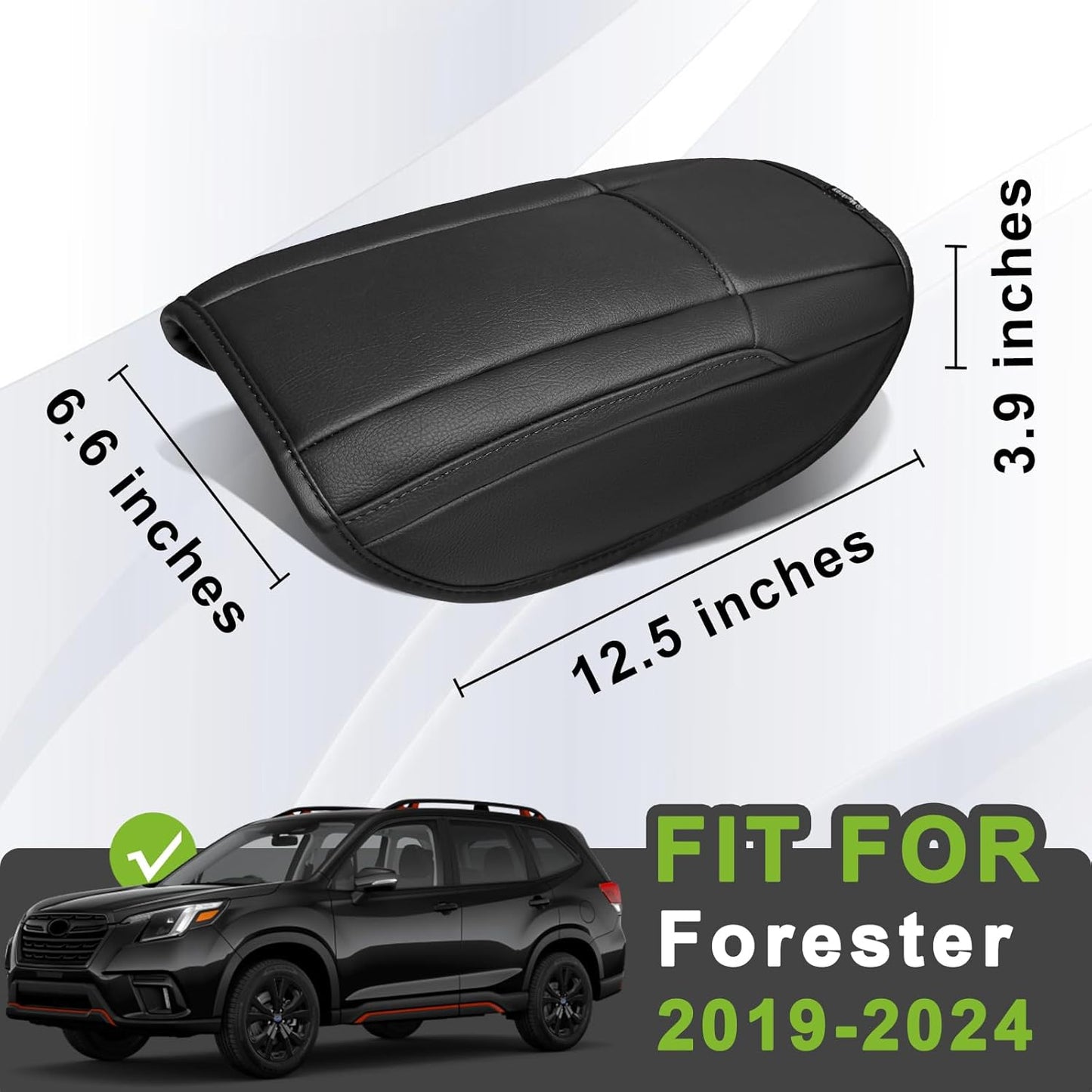 Muslogy Center Console Armrest Cover Compatible with Subaru Forester 2019-2024 Comfort Armrest Pad Arm Rest Cushion Vegan Leather Protector Regular Thick