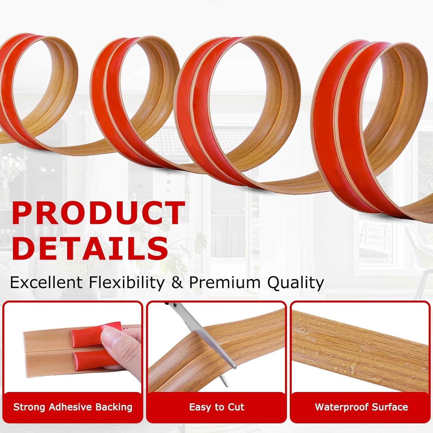 Flexible Wall Corner Protector Moulding Trim Peel and Stick Wall Corner Guards Edge Protector Self Adhesive Molding Trim Strip for Edge Ceiling (Light Brown Wood Grain, 0.8 in x 20 Ft)