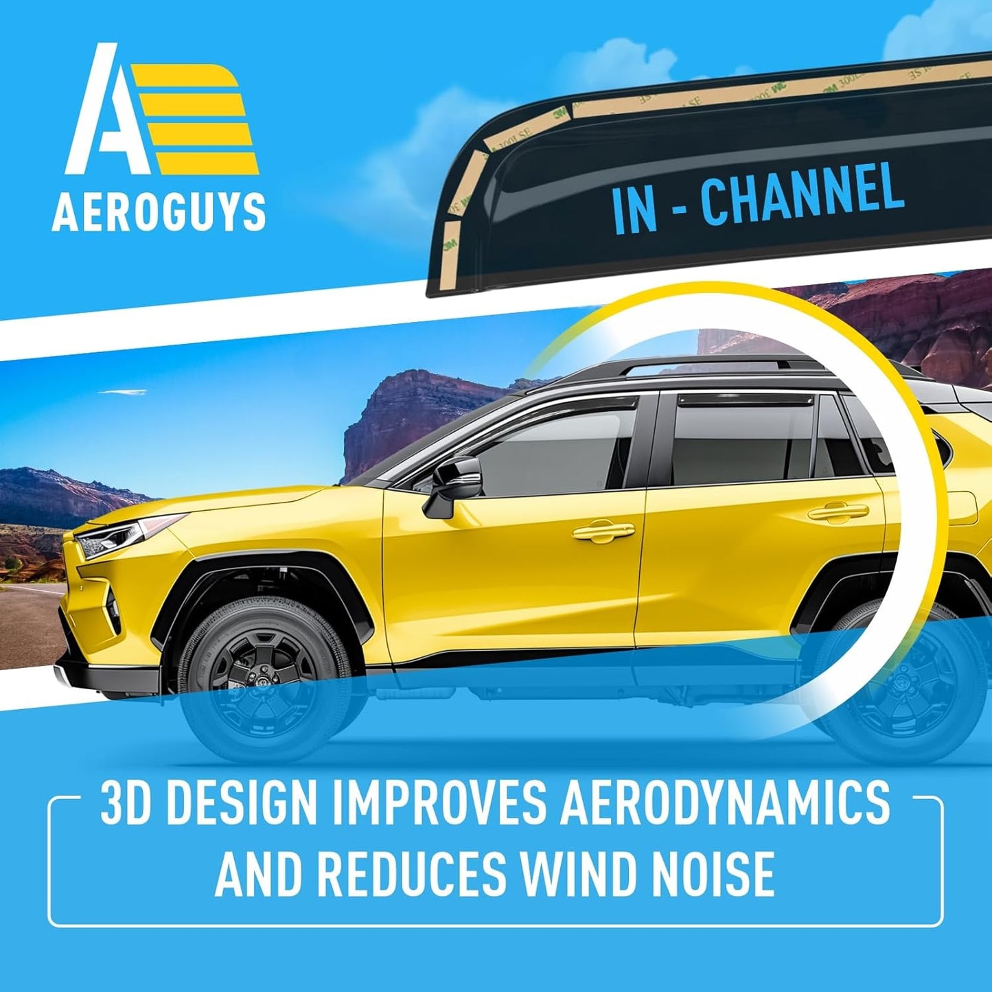 Extra Durable Window Deflectors in-Channel Window Visors Rain Guards Fit for Toyota RAV4 2019-2025, Sun Visors, Wind Vent for Shades, Exterior Car Accessories - 4pcs. AG0668