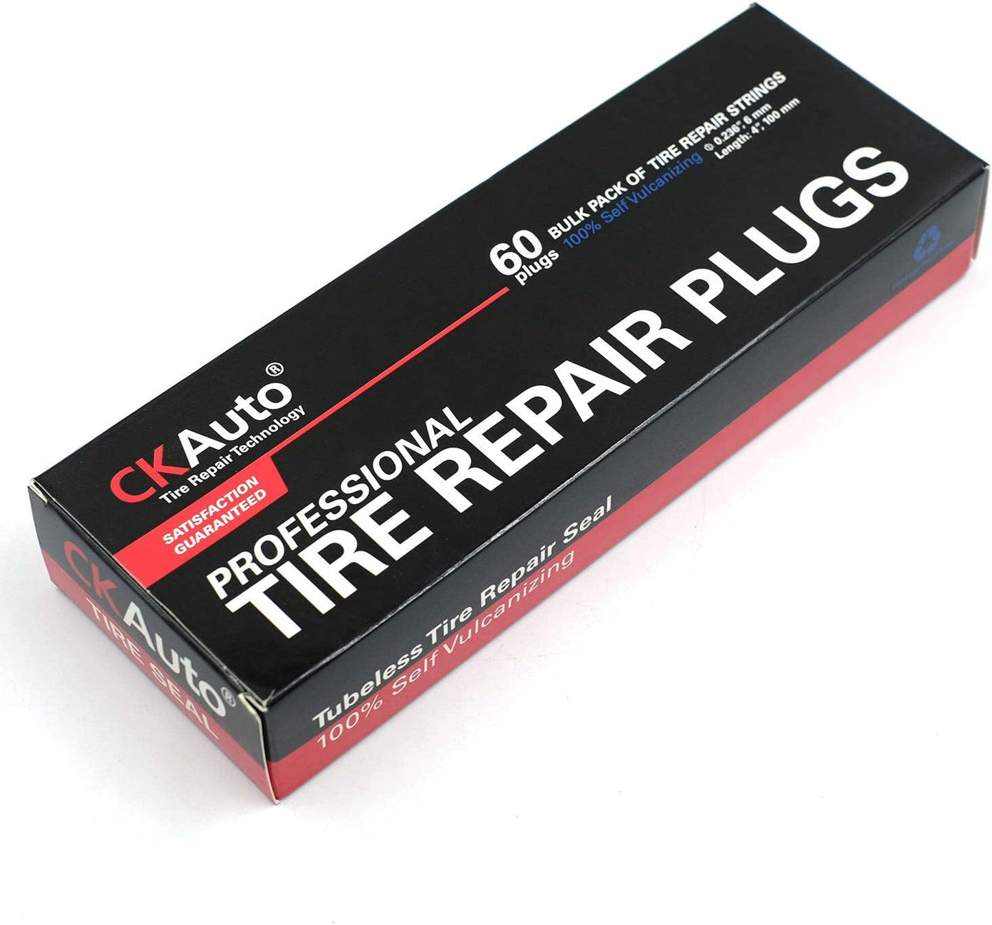 CKAuto 60pcs 4" Black Tire Repair Strings, Automotive Tool Tire Repair Plugs for Tubeless Off-Road Tires Car, Bike, ATV, UTV, Wheelbarrow, Mower