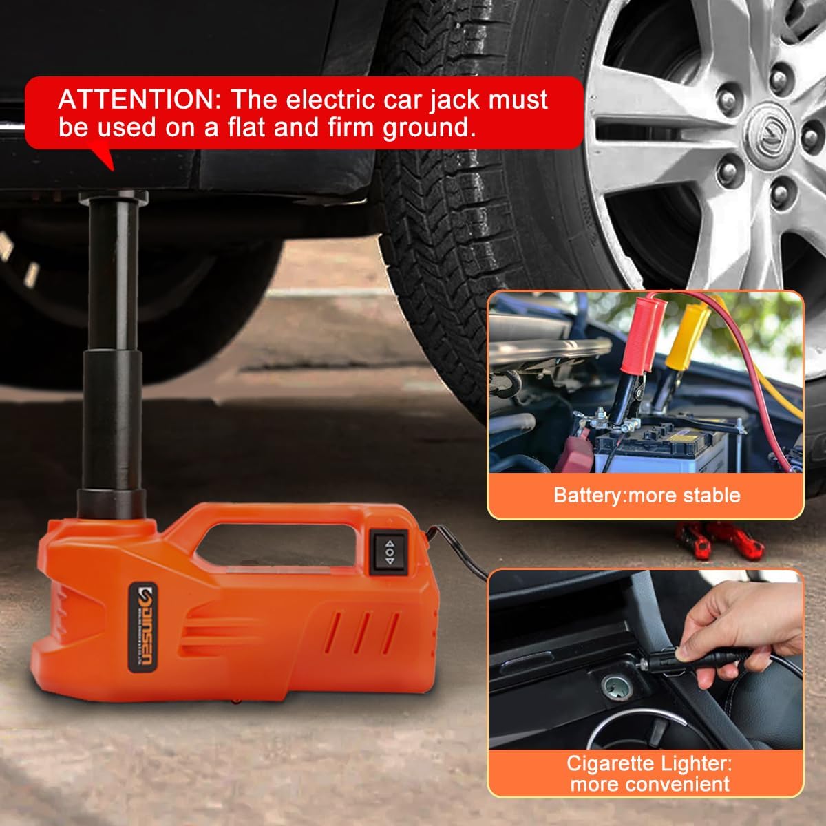 Electric Car Jack, Hydraulic Car Jack, 5 Ton/11023 LBS Electric Car Jack, (Lifting Range: 6.1~17.7 inch) DC12V, with Plastic Packaging Box, for SUV MPV Sedan Truck Change Tires Garage Repair