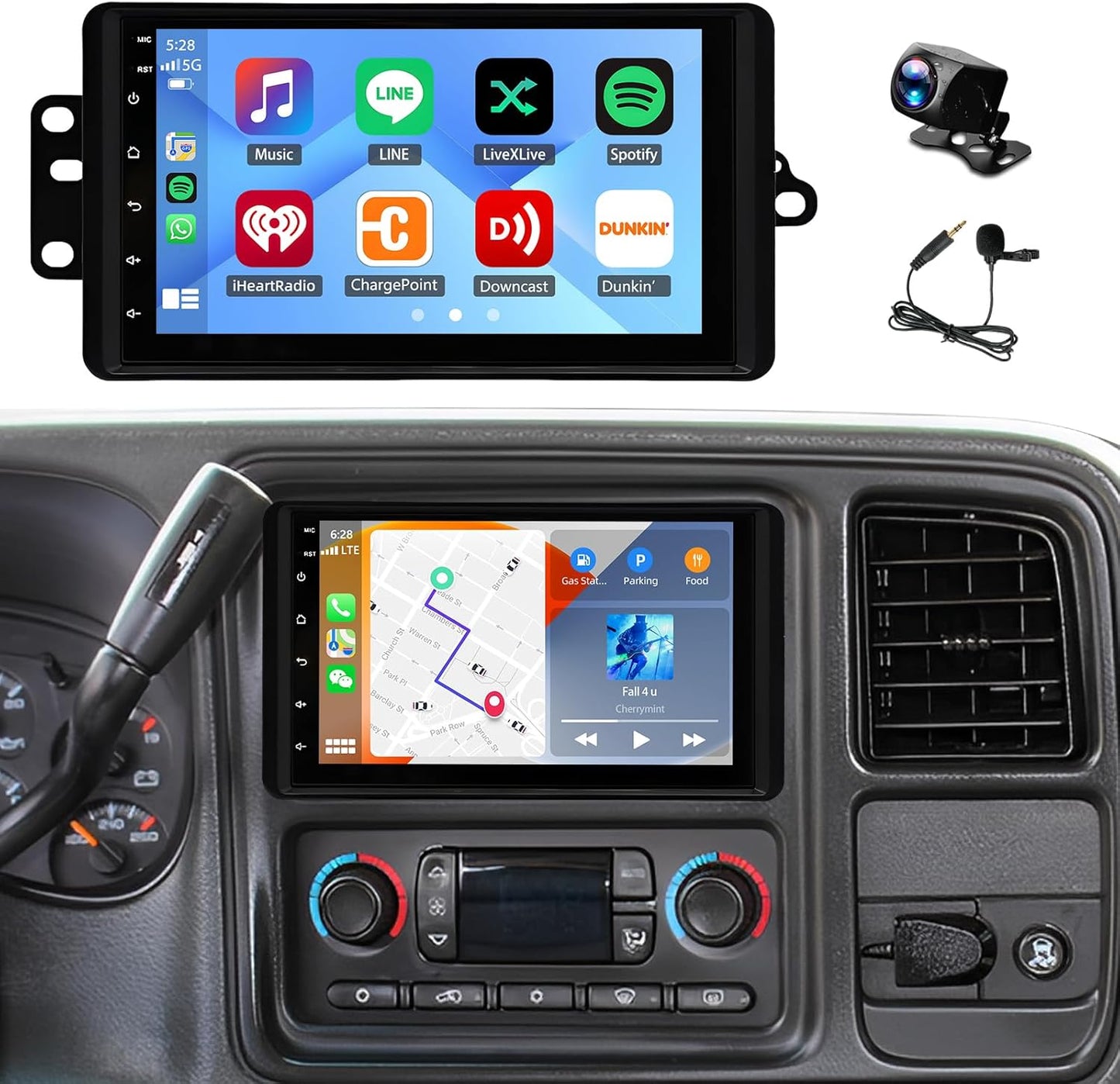 Car Radio for 2003 2004 2005 2006 Chevy Silverado 1500/2500/3500, 7" Car Stereo for Tahoe 2003-2006, GMC Sierra 1500/2500/3500 2003-2006, Yukon 2004-2006, Impala 2000-2005, GPS Navigator, Back Camera